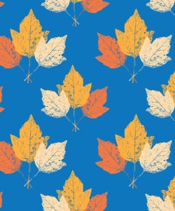 Maple Leaves on Blue
